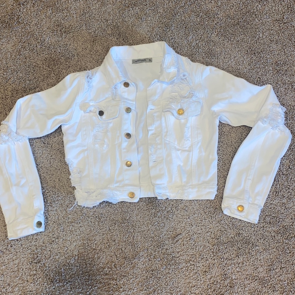 CARMAR size small white denim cropped jacket